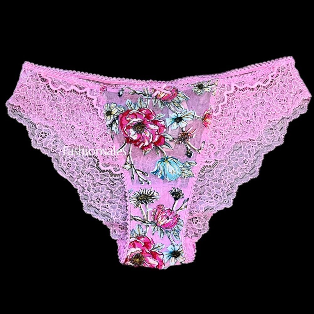 Victorias Secret Dream Angels Floral appliqué Mesh / Sheer Lace Cheekini Pink S